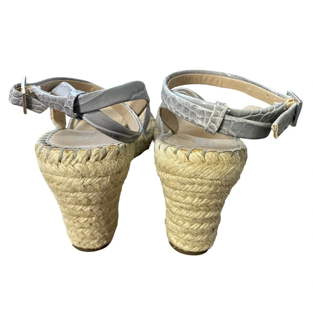 Charles by Charles David Silver Croc Embossed Espadrille‎ Wedge Sandals  9